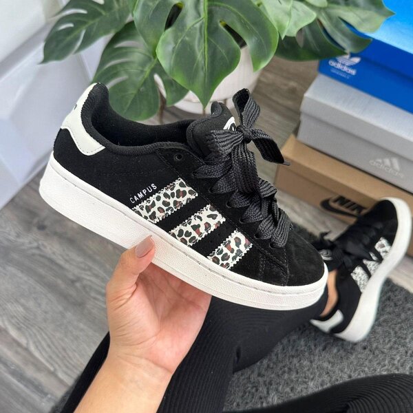 Baskets Campus noir léopard