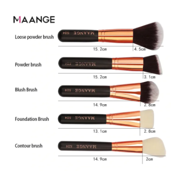 MAANGE 15 Pcs Professional Makeup Brushes Set Powder Foundation Eye shadow Blush Blending Lip Make Up Beauty Cosmetic Tool Kit