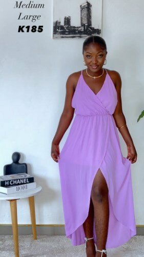 Lightweight, lilac wrap dress