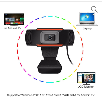 HD Web Camera Built-in Microphone Auto Focus View Auto Light Correction Webcam for Windows Mac