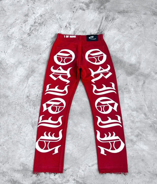 Pantalon rouge imprimé graphique