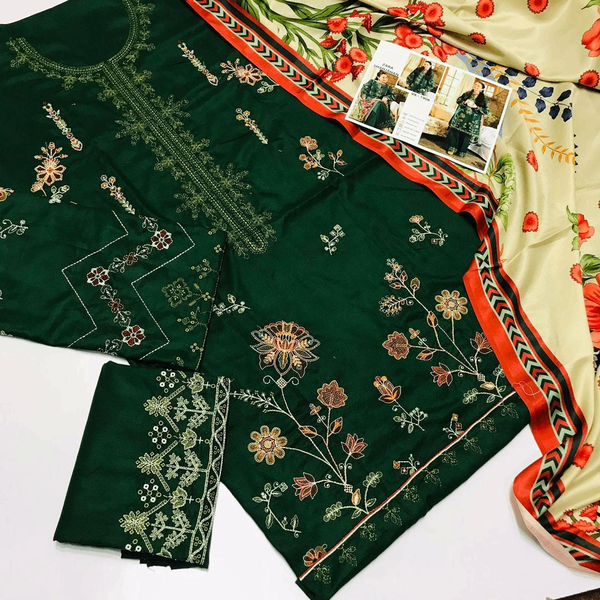 3 PCs Women's unstitched Dhanak Suit