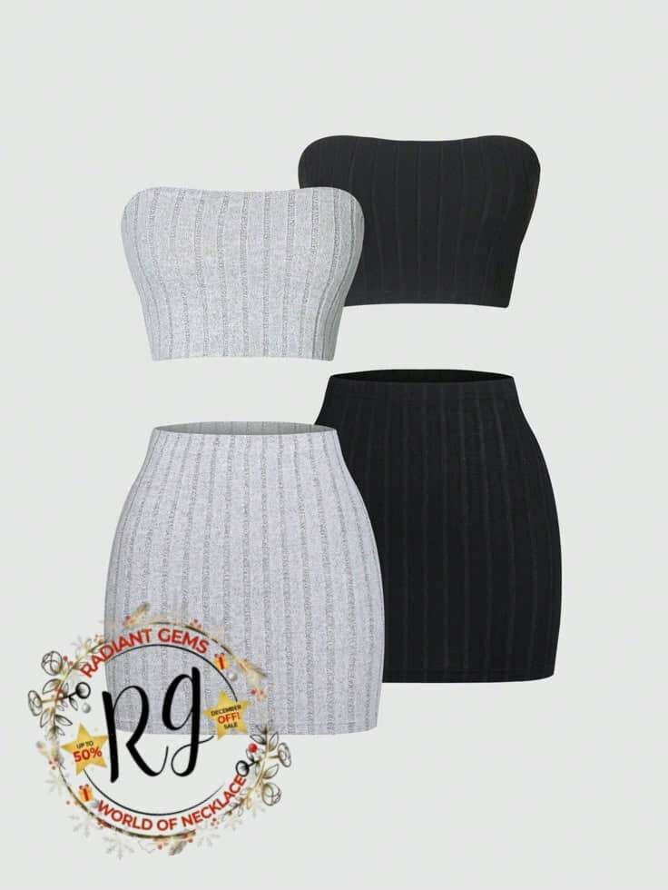 Lot de Deux Ensembles Top et Jupe