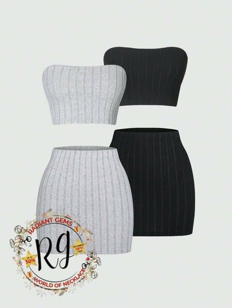 Lot de Deux Ensembles Top et Jupe