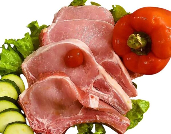 Tranches de côtelettes de porc fraîches
