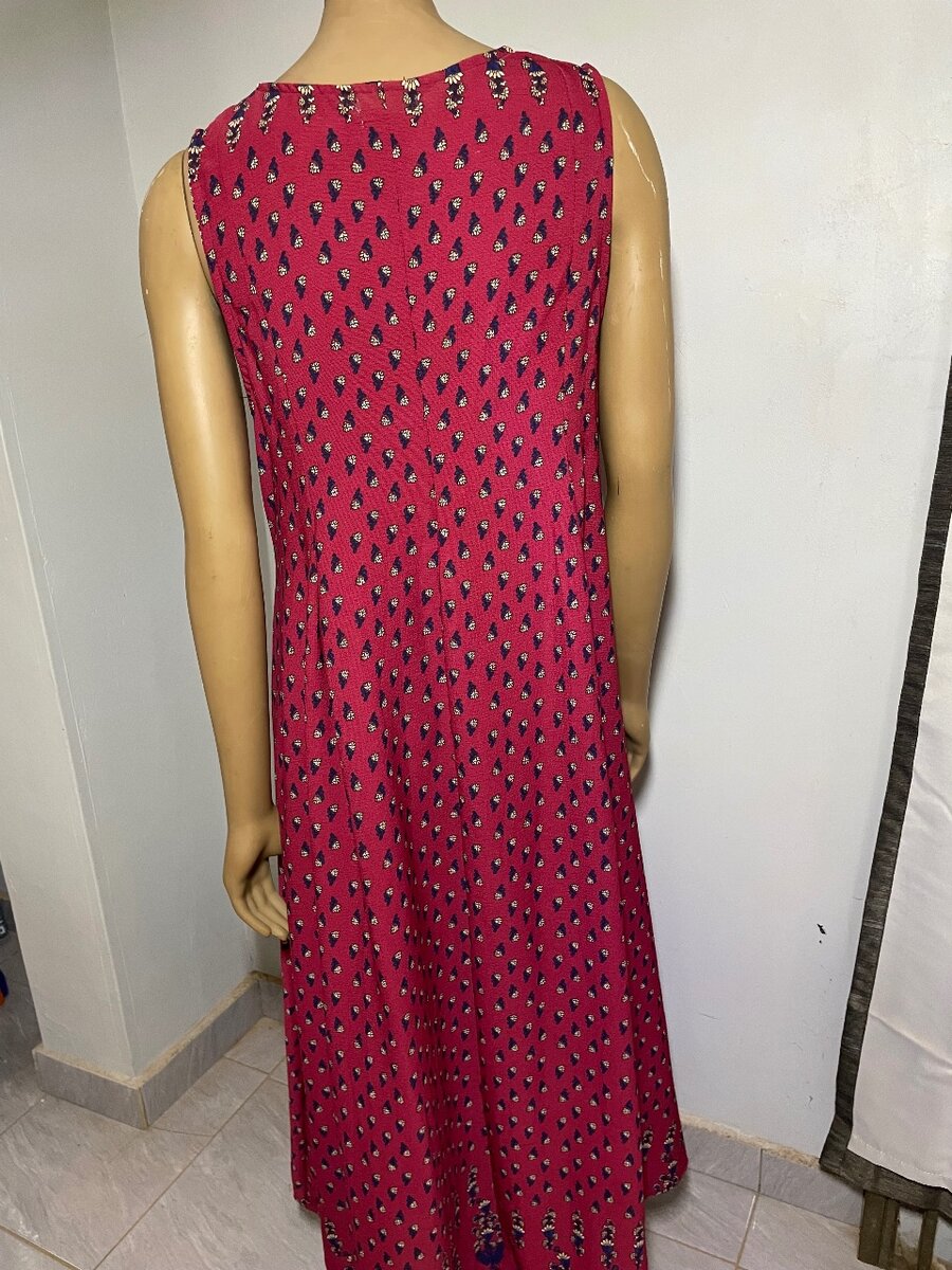 Red patterned, large dress