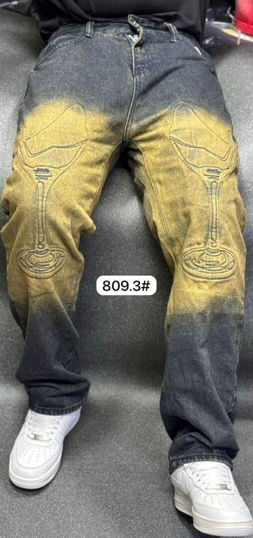 Jeans délavés gros bas homme