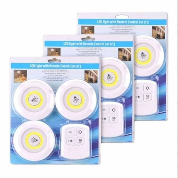 Set de 3 lampes LED avec télécommande