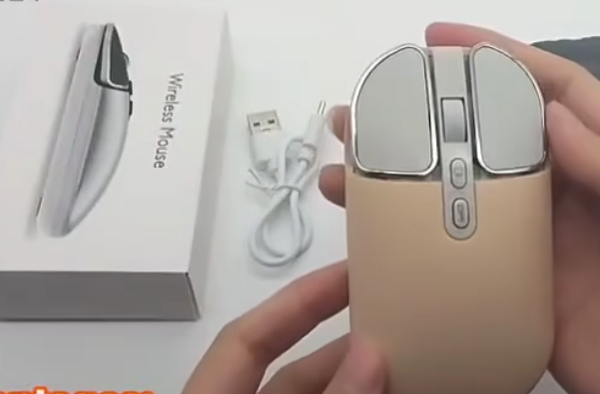Souris ultra-mince & silencieux M203 – USB Type C – Souris sans fil (2.4G et bluetooth 5.0 ) Rechargeable pour ordinateur Windows & Macbook.beige