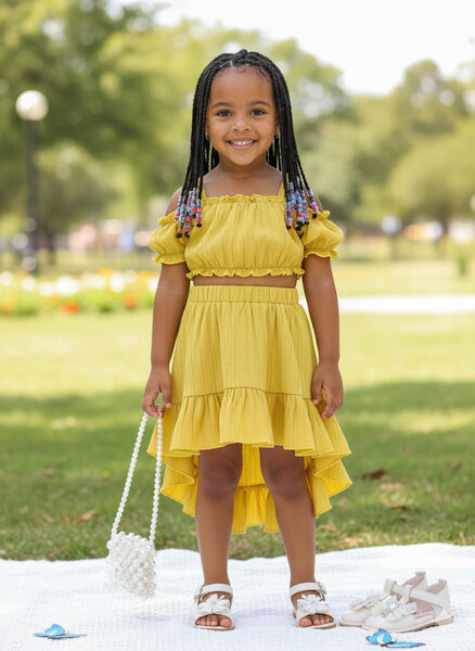 Robe en coton jaune pour fille