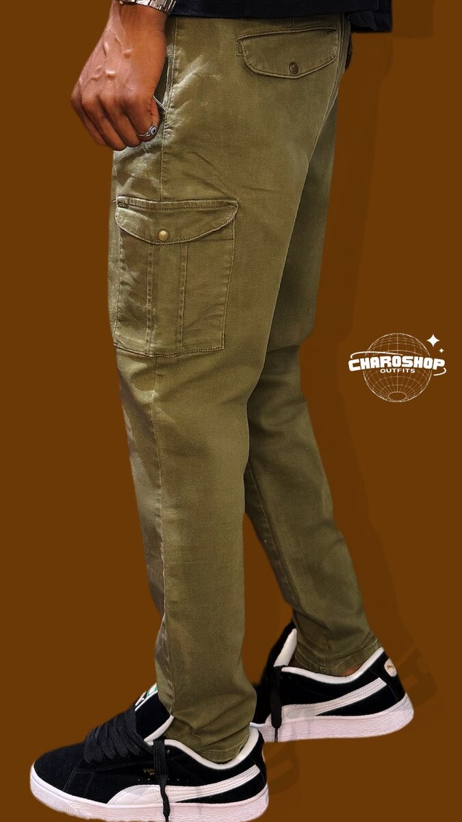 Pantalons cargo kaki homme