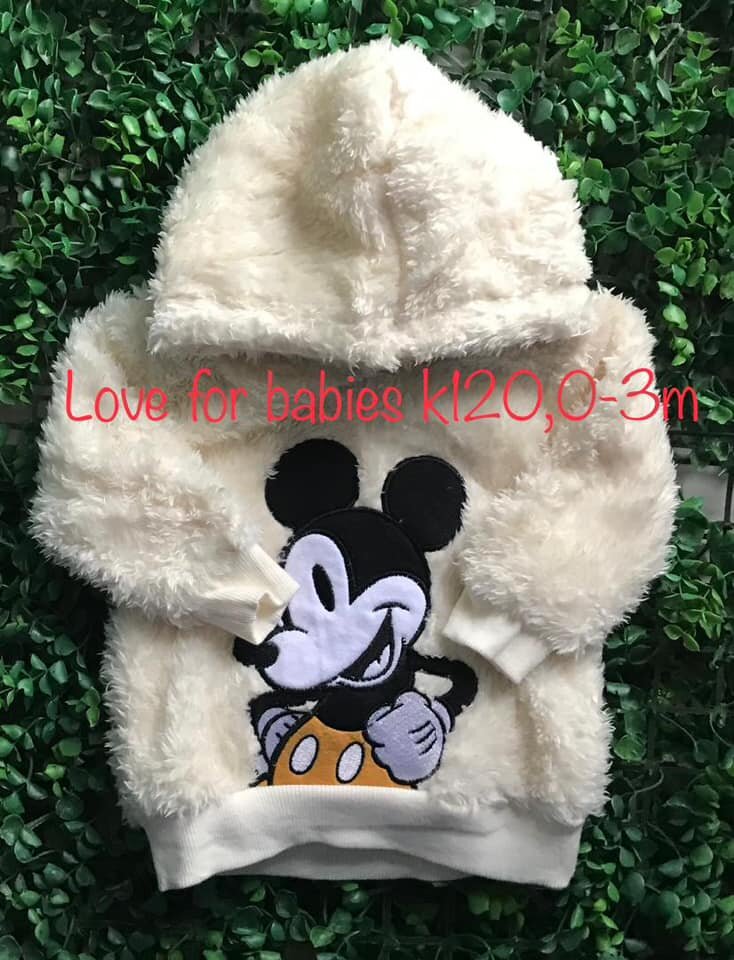 Fluffy pink sweatshirt with Mickey Mouse 0-3m