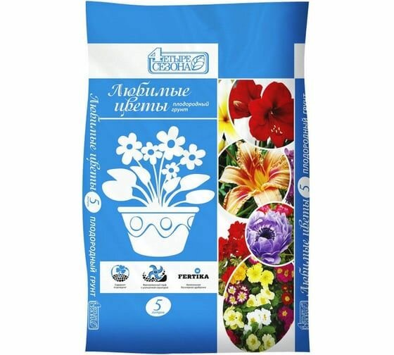 Плодородный грунт Лама Торф Четыре сезона Любимые цветы 5 л