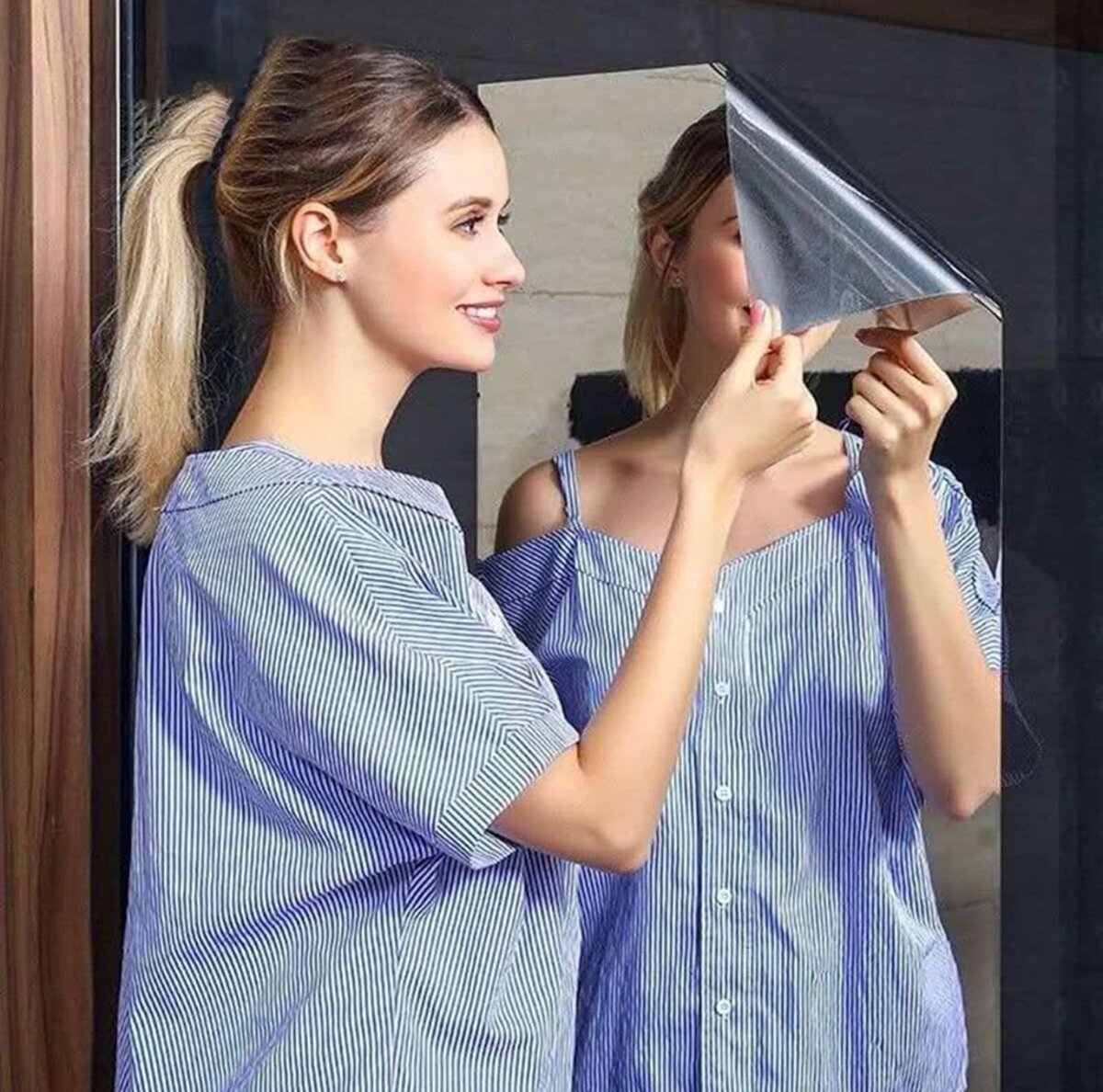 Miroir Flexible Autocollant Mural DIY Auto-Adhésif en Plasti