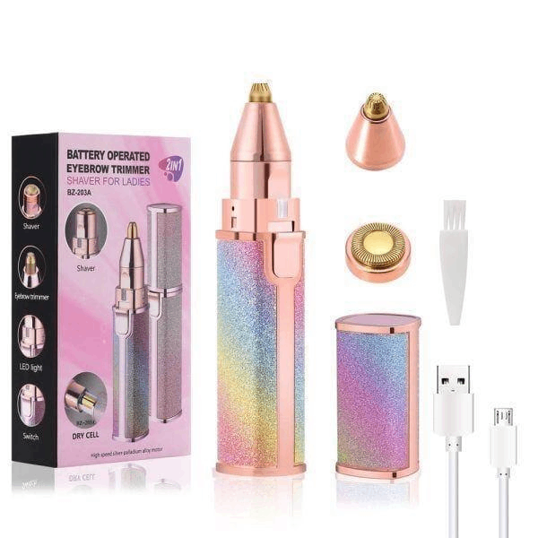 Multicolor Women's Eyebrow Hair Trimmer -4 PCs Rechargable w