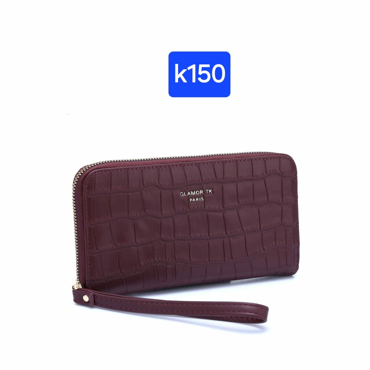 Burgundy crocodile leather wallet