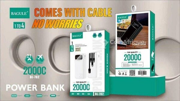 Power Bank 20000mAh avec câble