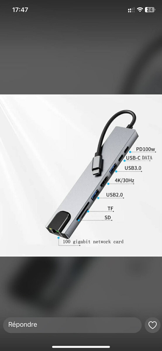 Adaptateur USB-C 8en1
