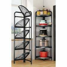 Multifunctional Foldable 5 tier corner shelve with wheels