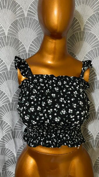 Top fleuri à volants femme