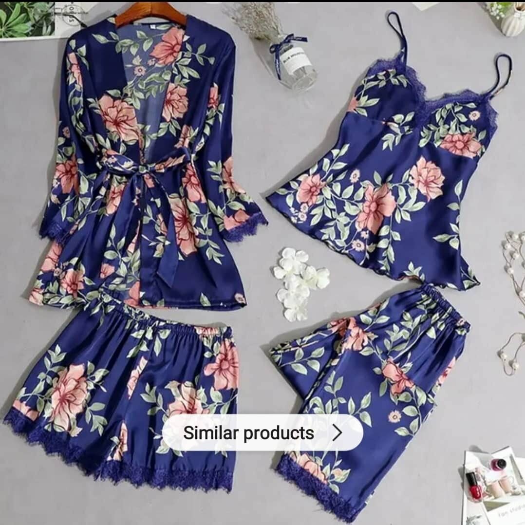 Ensemble de Nuit en Satin Fleuri