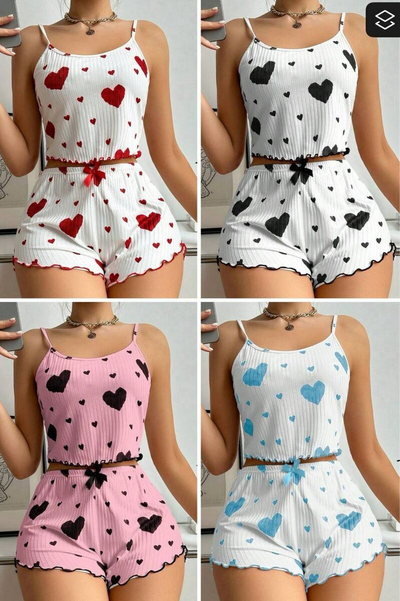 Women’s Heart Print Pajama Set