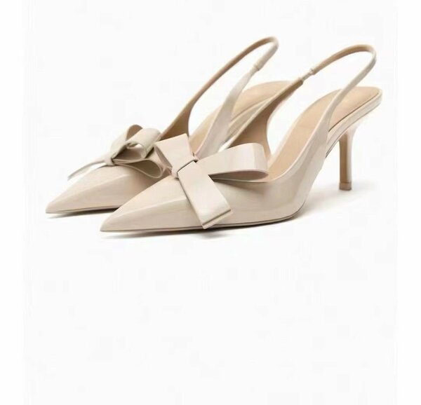Zara Sling back high-heel shoes with a bow.