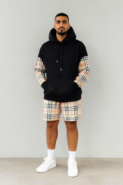 Ensemble Hoodie et Short à Carreaux