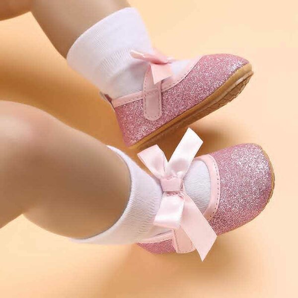 Chaussures bébé pailletées rose
