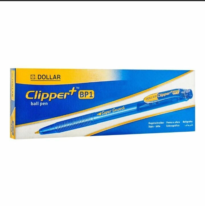Dollar Clipper+BP1 Super Smooth Ball Pen, Blue, 10-Pack