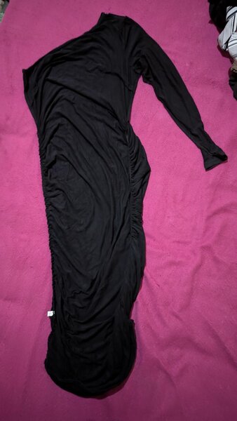 One shoulder black dress