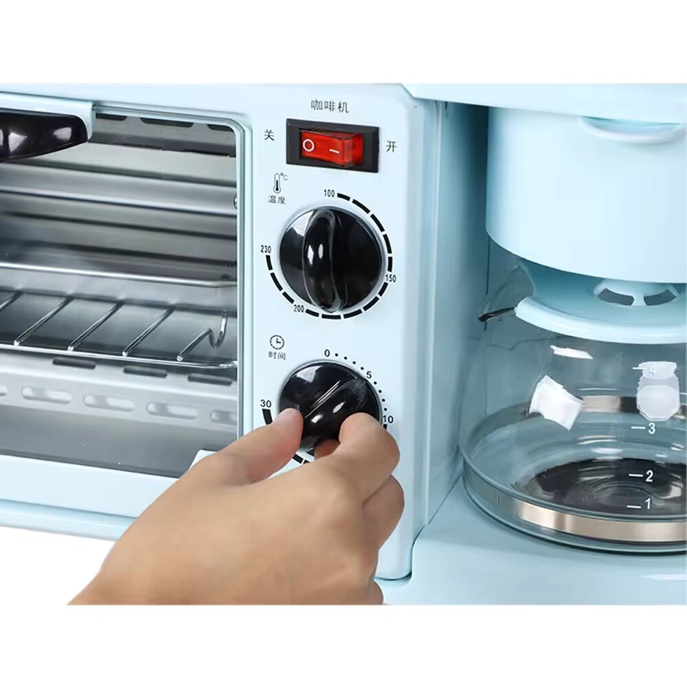 Minmax 3-in-1 Breakfast Maker: Coffee Machine, Oven & Fry Pa