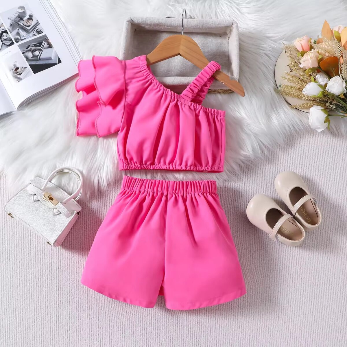 Complet rose fille été