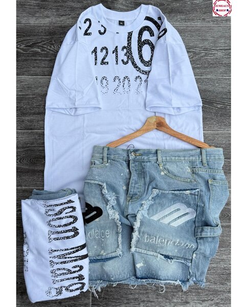 Ensemble T-shirt et Shorts Denim