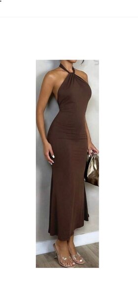 Brown Halter Neck Dress