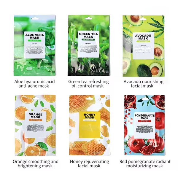 Masques faciaux hydratants variés