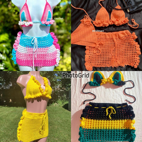 Bikini crochet coloré