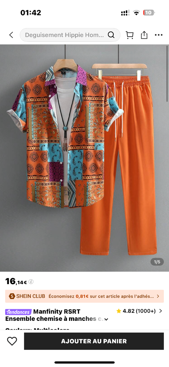 Ensemble chemise et pantalon hippie