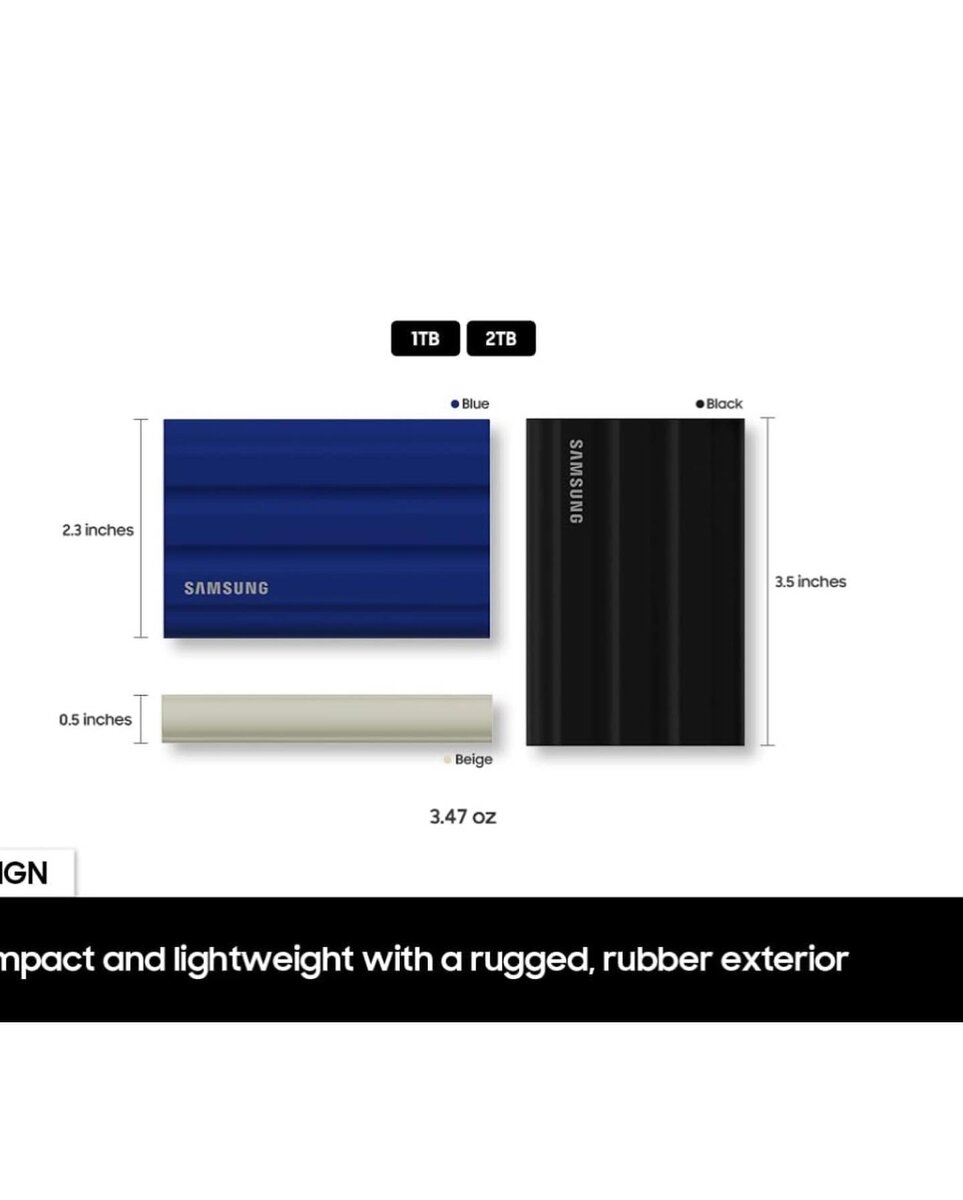 Samsung T7 Shield SSD 2TB 1g/s