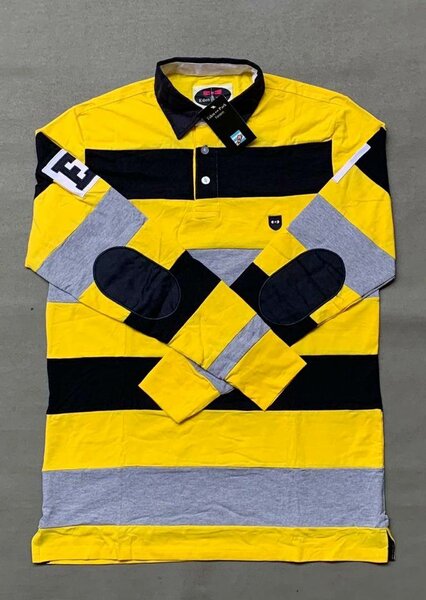 Polo à rayures col contrasté