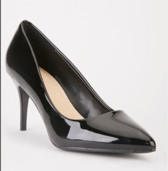 Black gloss patent heel