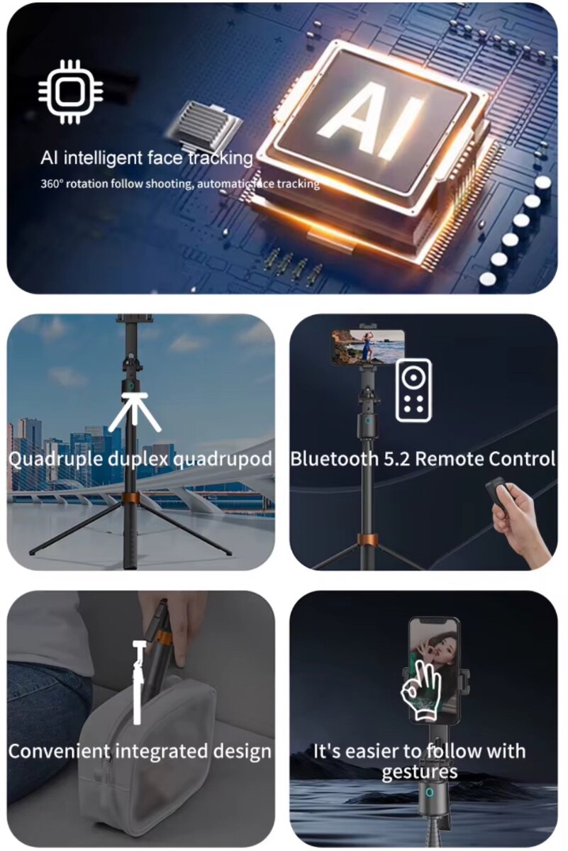 Quadriped Selfie AI Suivi 360°