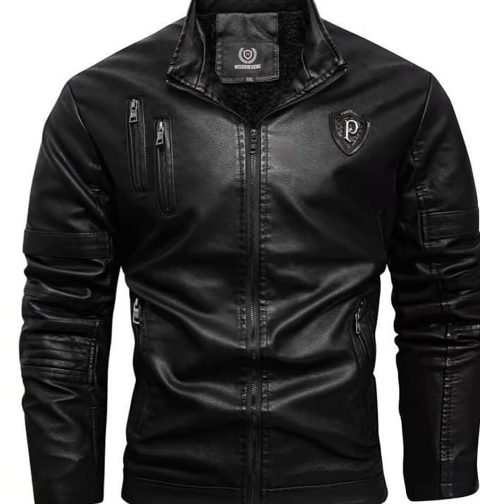 Veste en cuir noir élégante