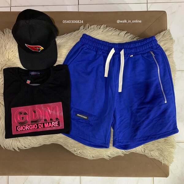 One T-shirt, one short sweatpant and a cap