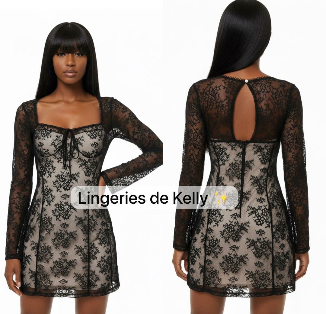 Nuisette transparente fleuri