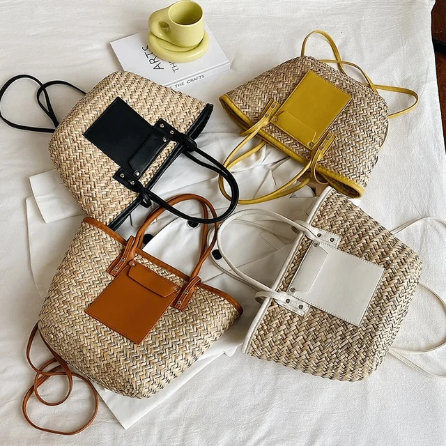 Sac cabba en paille et cuir