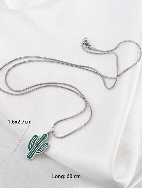 Collier avec pendentif cactus élégant