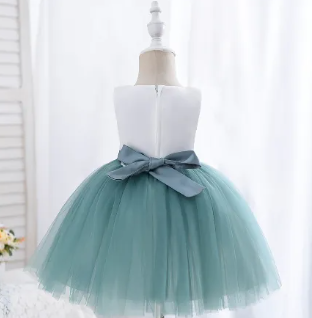 Baby Dresses Girls Party Dress V Neck Waist Bow Children Dress Casual Summer Dresses Kids Party Clothes ( Fabric Silk And Net ) ( Size 03 Month To 4 Yrs )