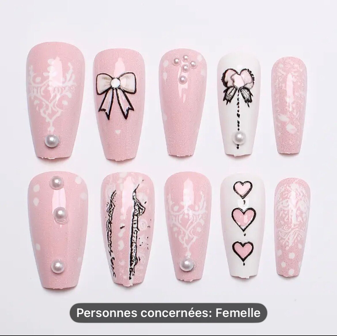Ongles Artificiels Roses Élégants