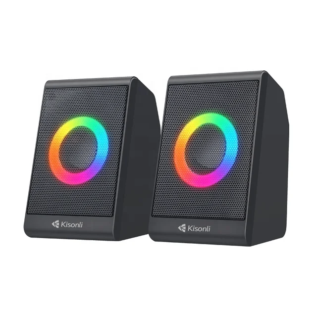 Kisonli Mini Computer USB 2.0 Speaker with RGB Lights